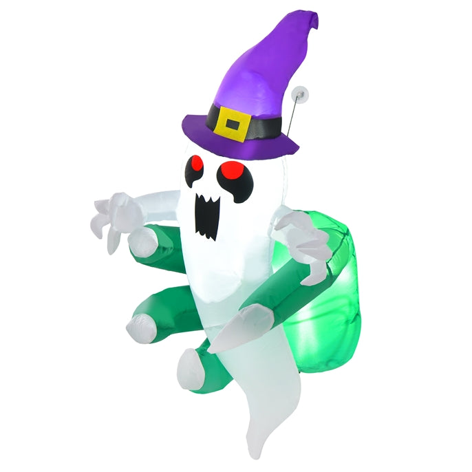 3.6 FT Halloween Inflatable Ghost in Hand Broke Out from Window, Blow Up Decorations with Built-in LED Lights